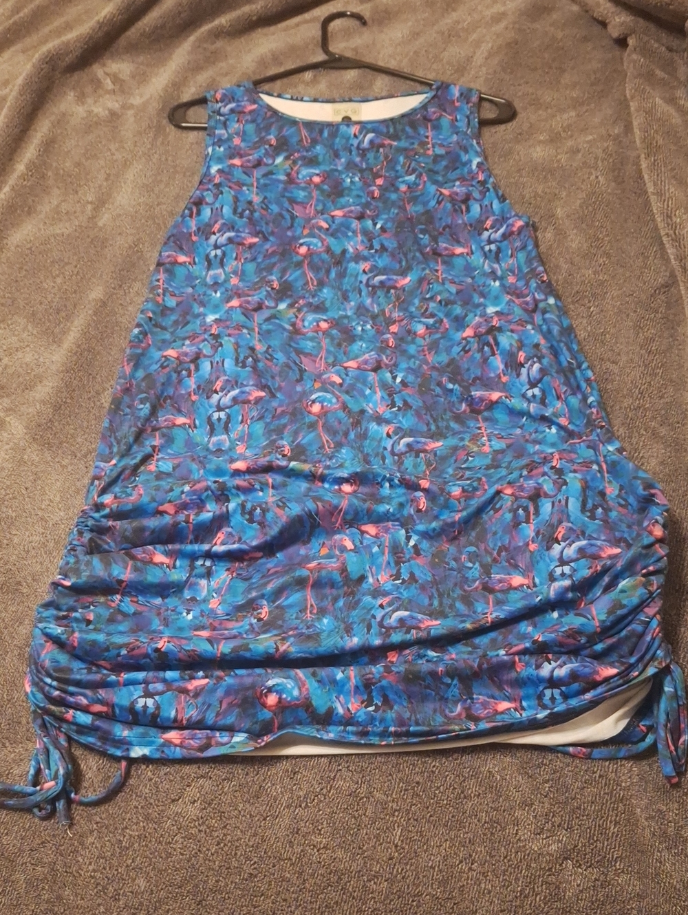 Constantly Varied Gear Blue Flamingo Ruched Dress